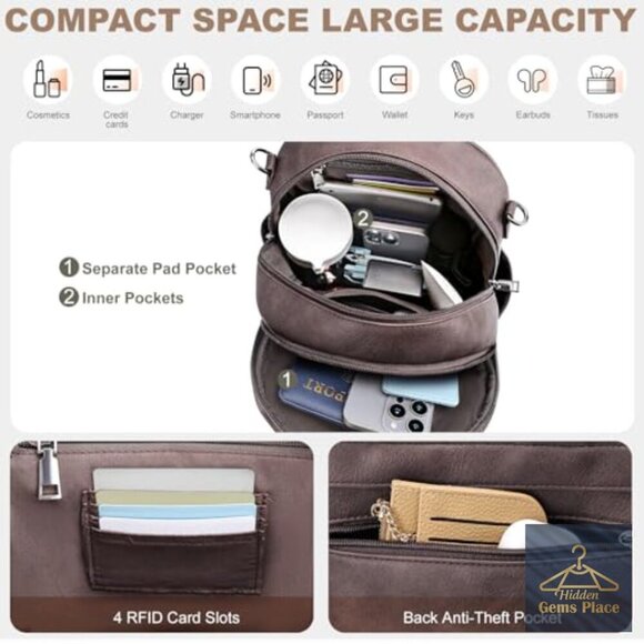 Mini Vegan Leather Backpack Purse with RFID Blocking Tablet Pocket